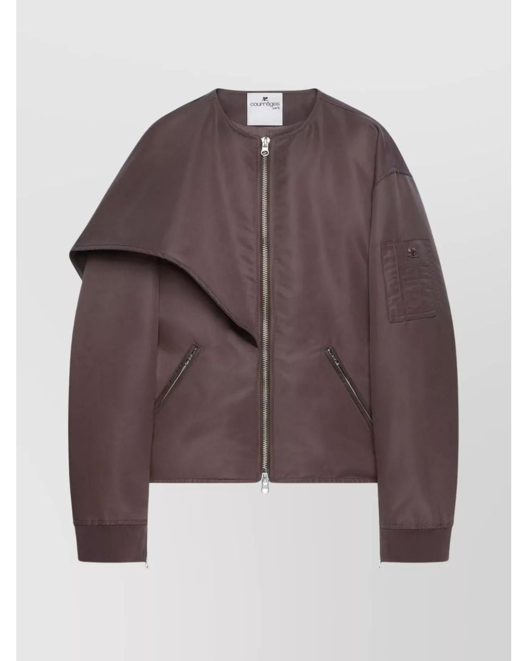 Courreges Brown Nylon Bow Detail Bomber Jacket