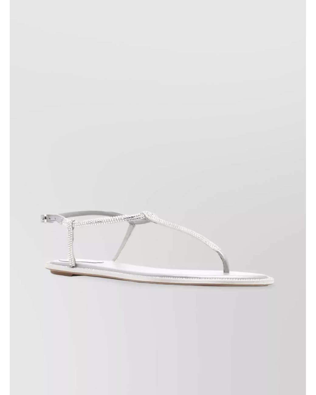 Rene Caovilla White Leather Crystal-Embellished Thong Sandals