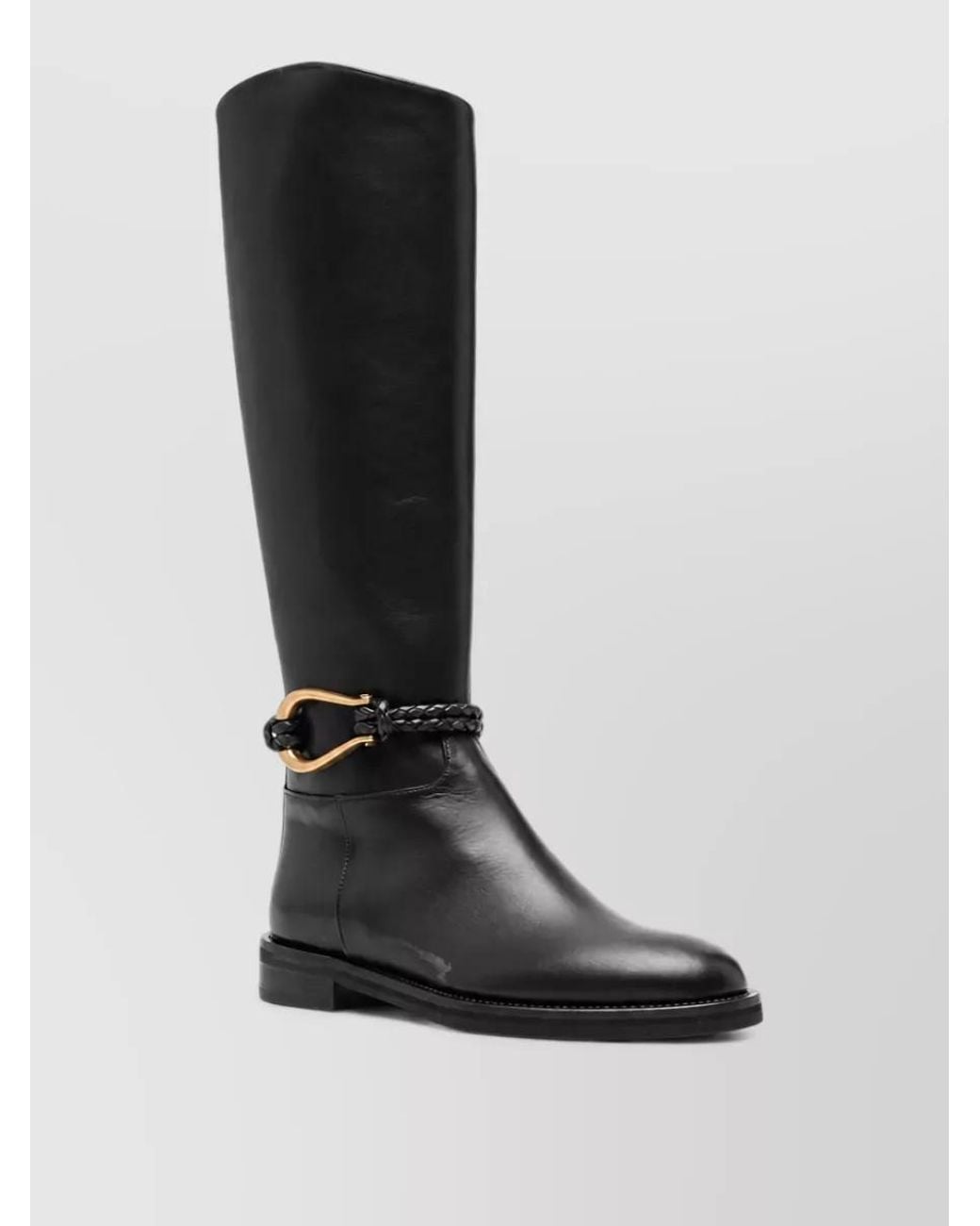 Roberto Festa Black Leather Braided Ankle Boots