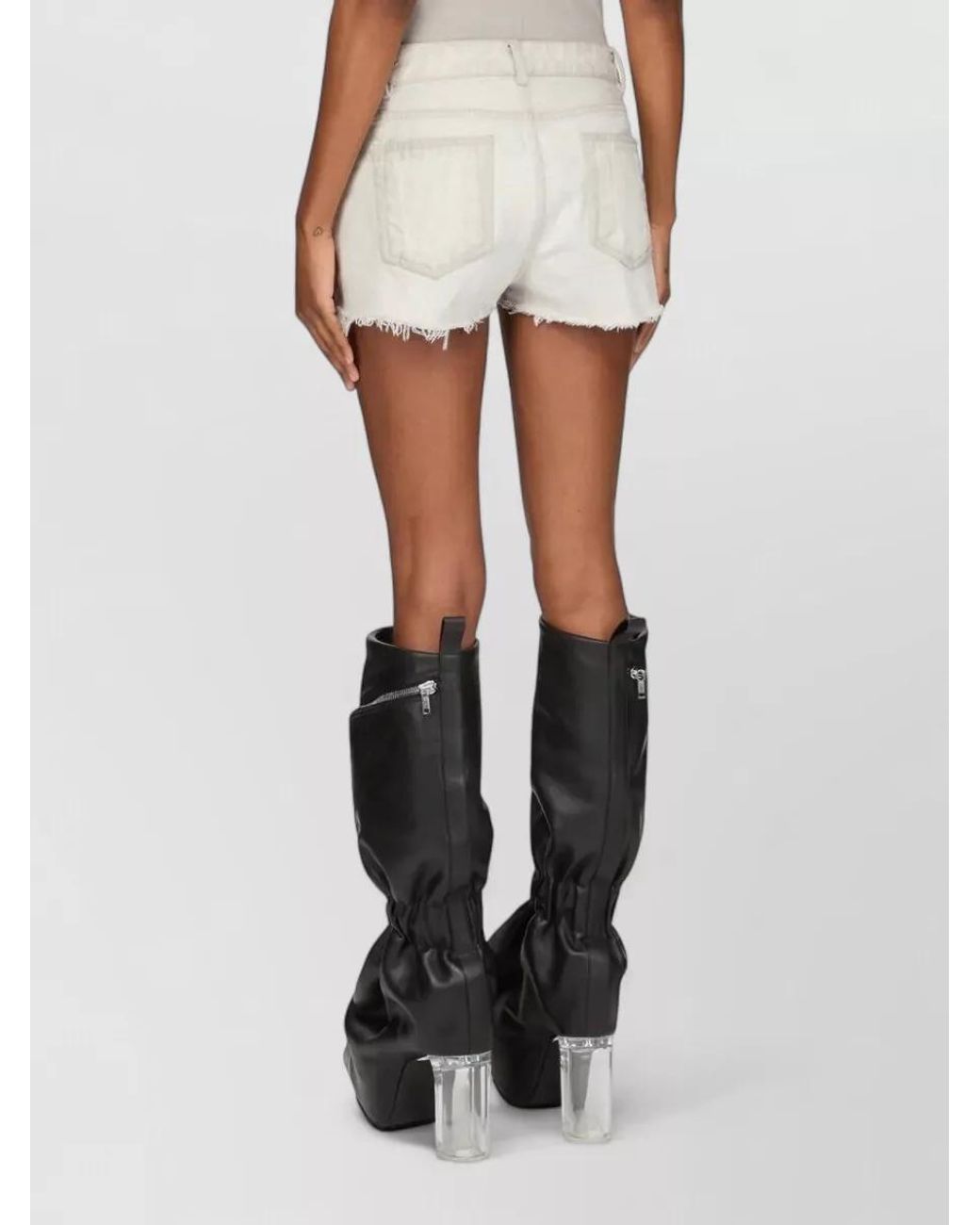 Rick Owens Black Denim Mid-Rise Straight-Leg Cutoff Shorts