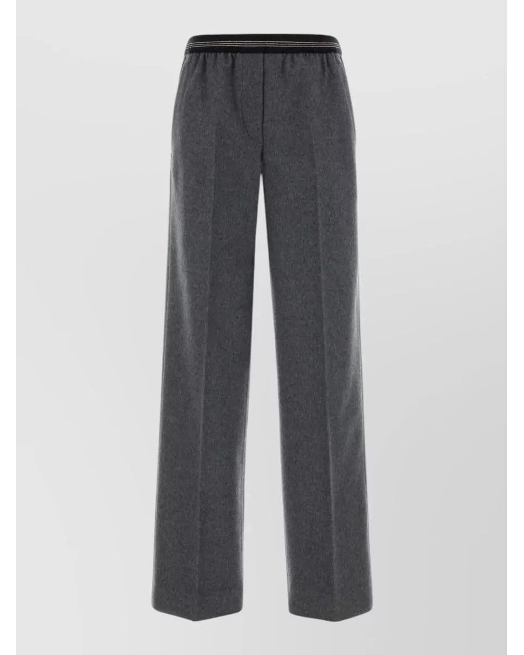 Miu Miu Gray Cashmere-Blend Wide-Leg Trousers