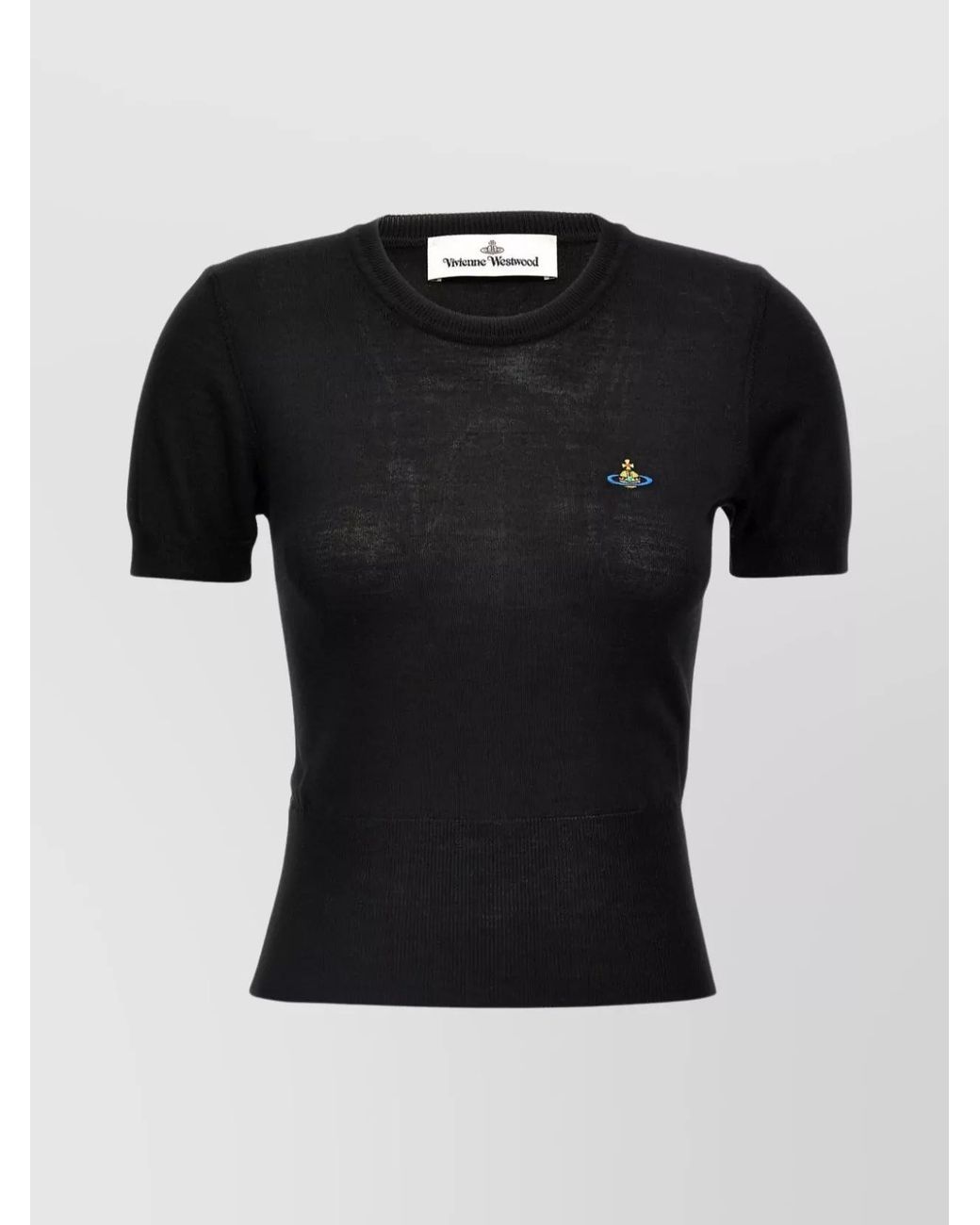 Vivienne Westwood Black Fine-Knit Wool-Silk Crew-Neck Short-Sleeve Top