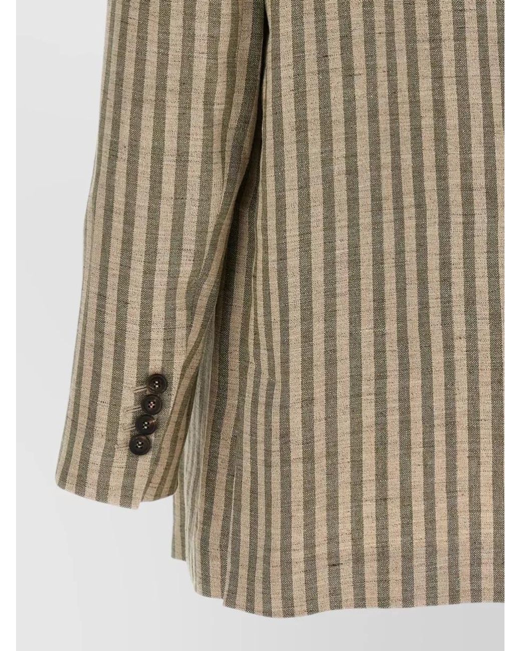 Brunello Cucinelli Natural Striped Single-Breasted Blazer