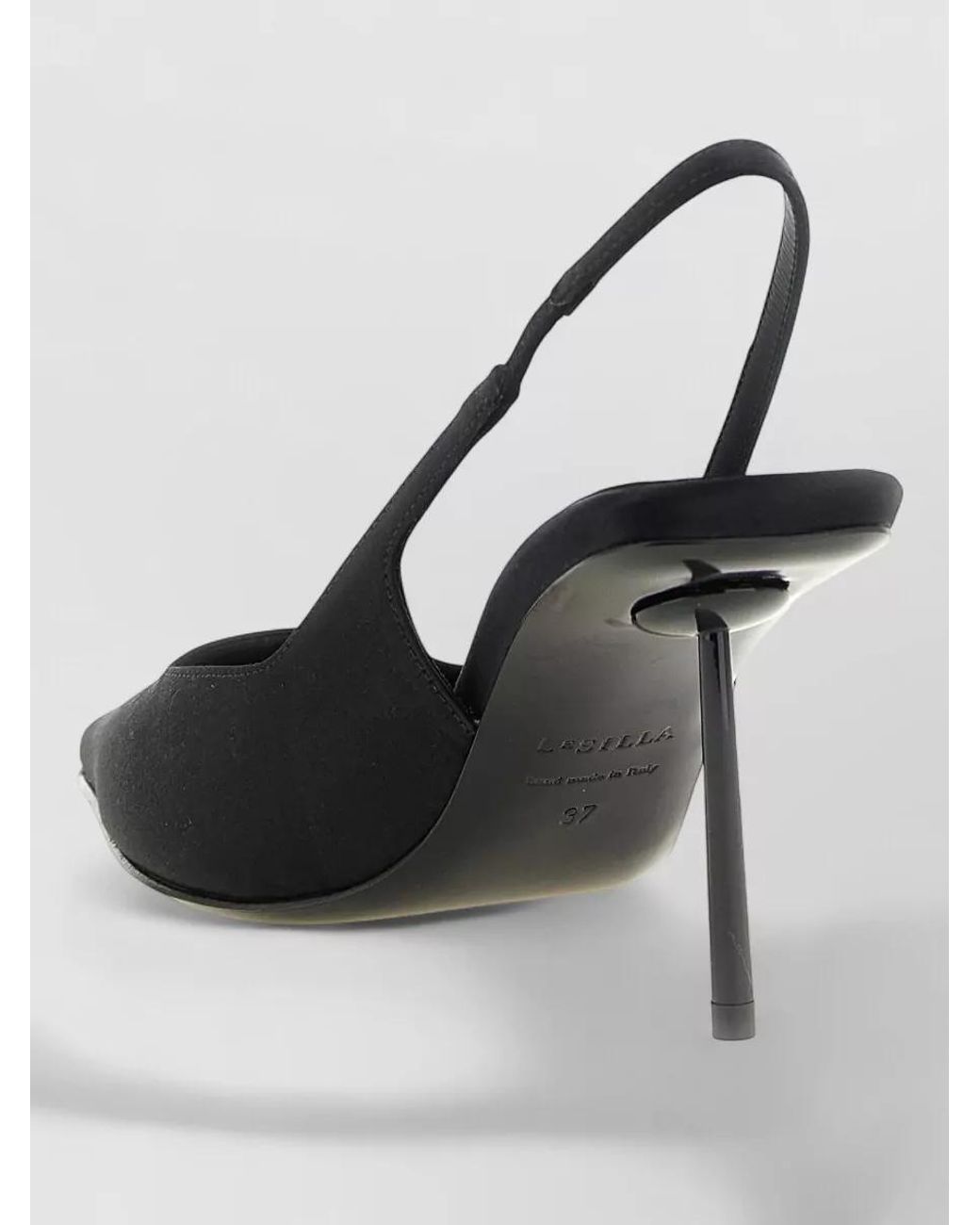 Le Silla Black Silk Satin Amelia Slingback Sandals