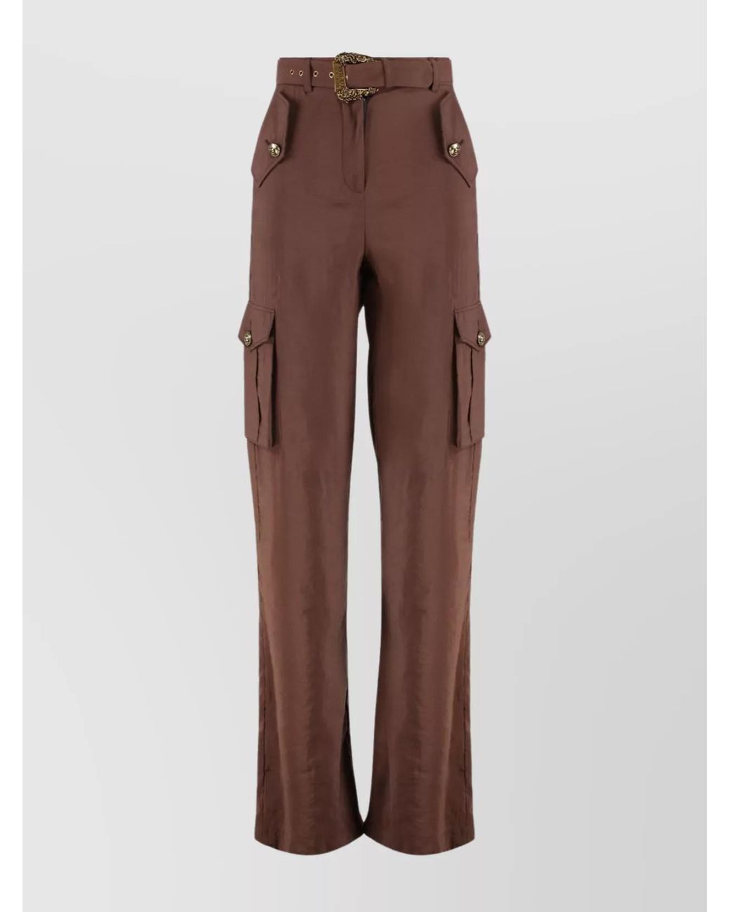 Versace Jeans Couture Brown Utility Cargo Trousers Embellished Buttons