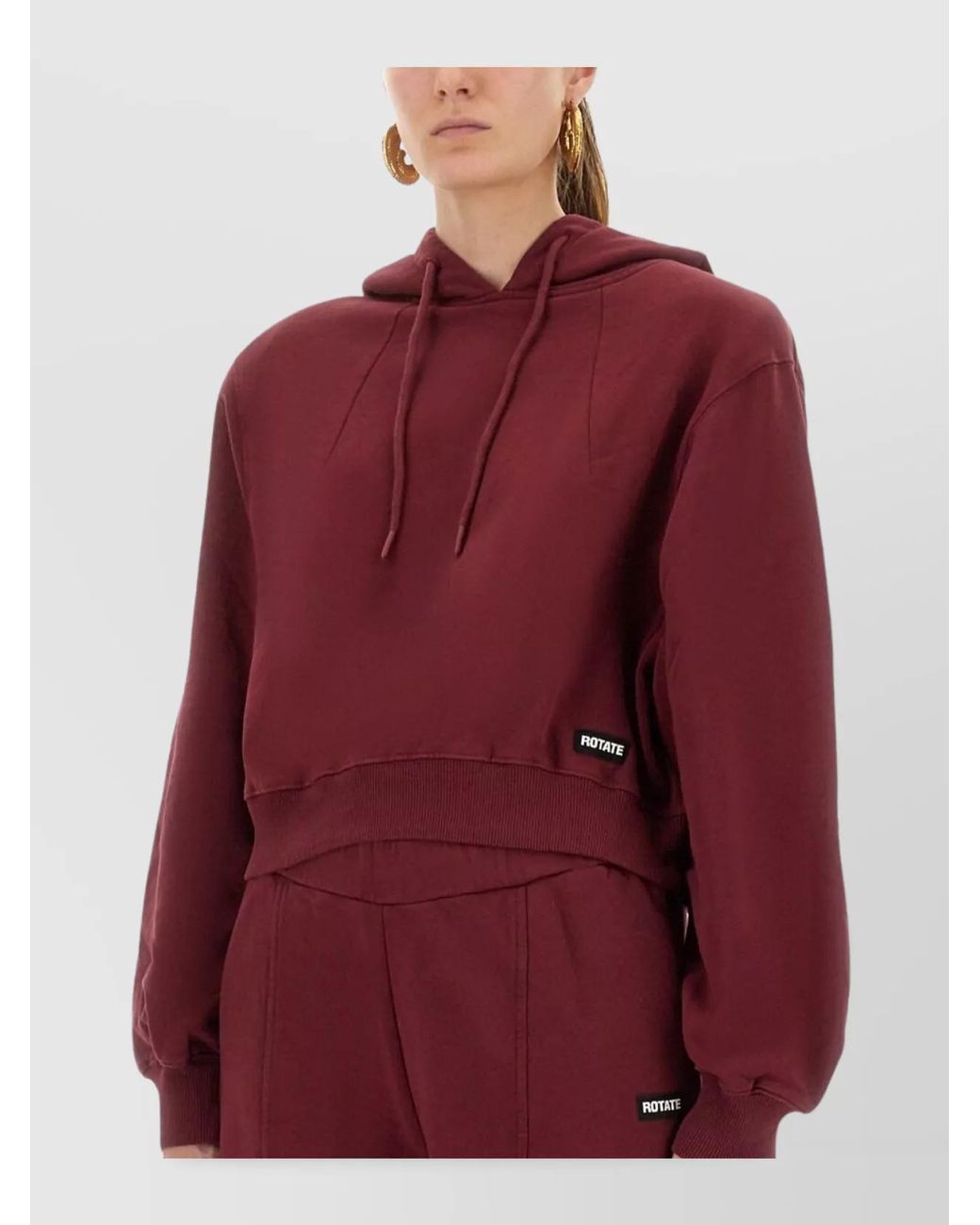 ROTATE BIRGER CHRISTENSEN Red Organic Cotton Cropped Hoodie