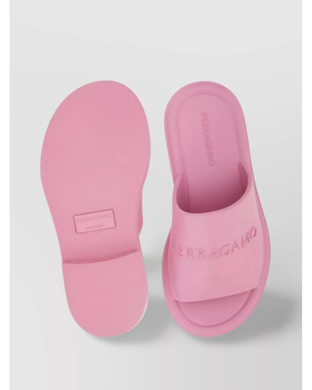 Ferragamo Pink Rubber Logo-Detail Slider Sandals
