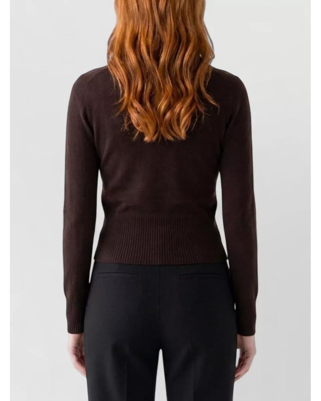 Max Mara Black Cashmere Wool Ribbed Crewneck Sweater
