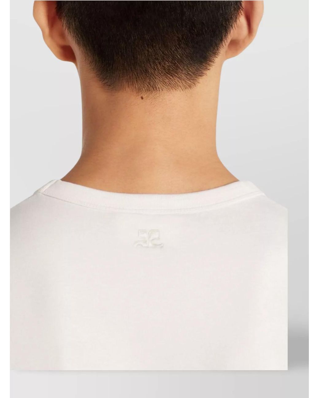 Courreges White Cotton Short-Sleeve Logo-Embossed T-Shirt for men
