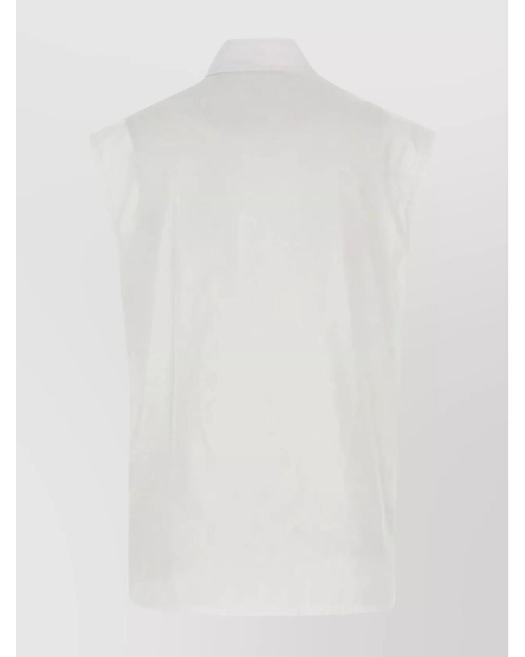 Burberry White Cotton High Neck Sleeveless Knitted Top