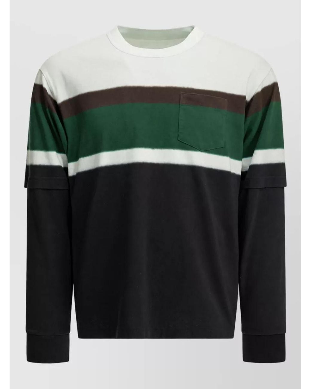 Sacai Green Cotton Crew-Neck T-Shirt for men