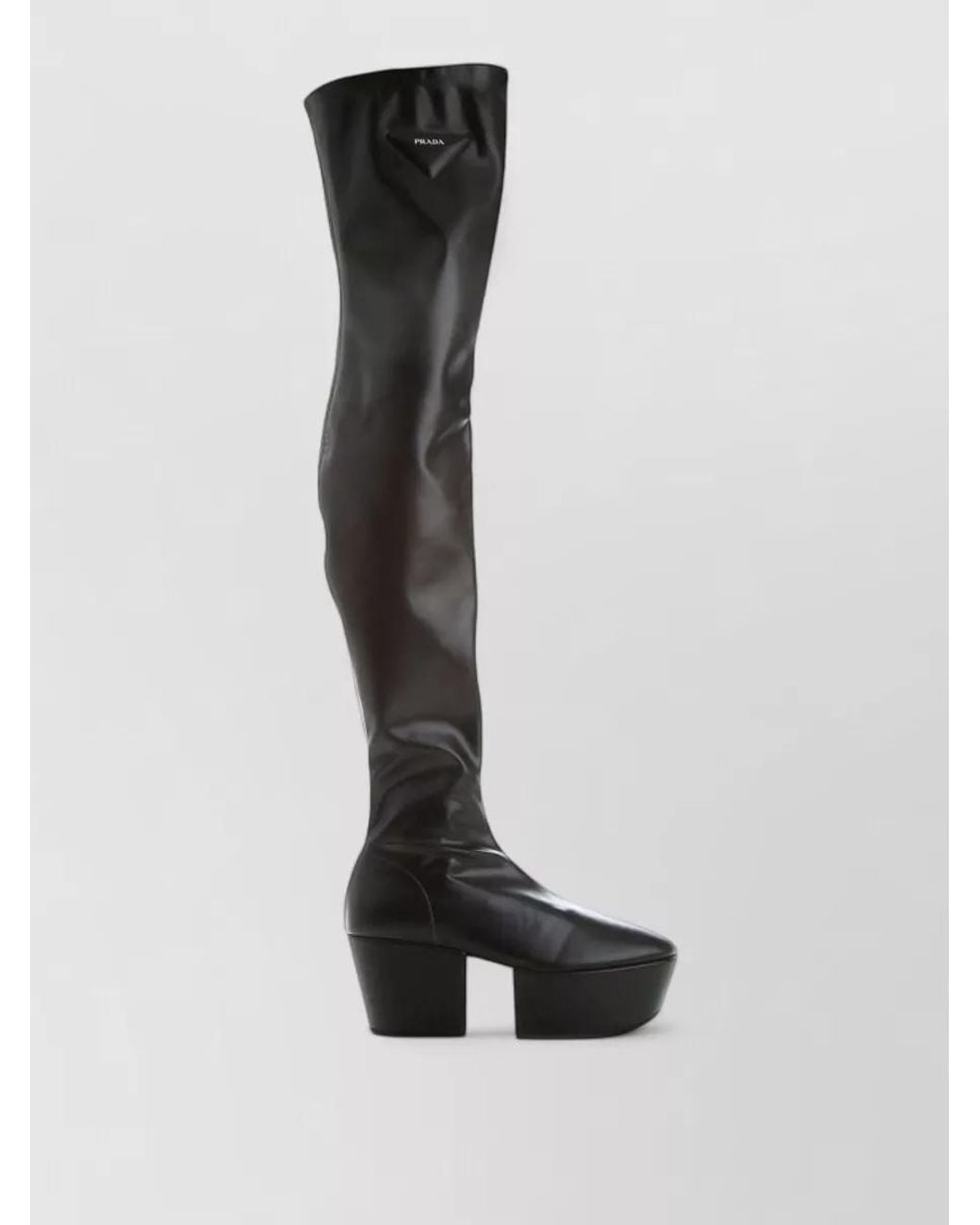 Prada Black Calfskin Over The Knee Boots