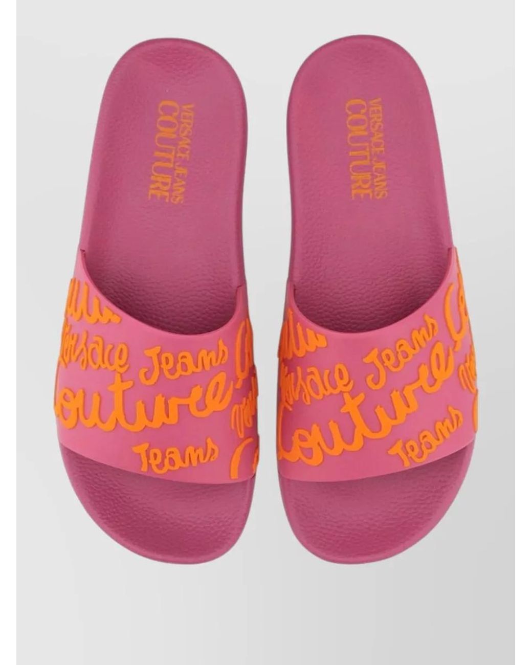 Versace Jeans Couture Pink Logo-Print Slide Sandals