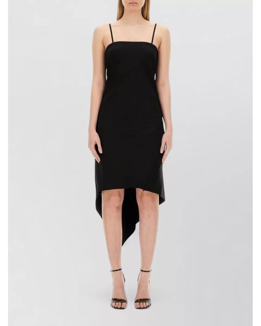 Helmut Lang Black Virgin Wool Midi Dress