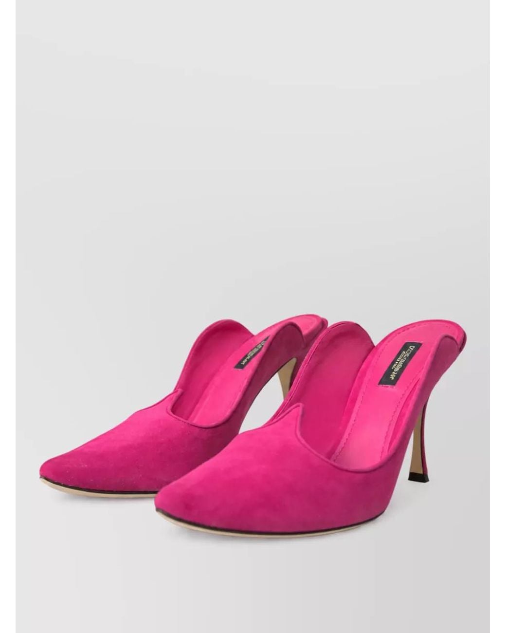 Dolce & Gabbana Pink Suede Leather High-Heel Mules