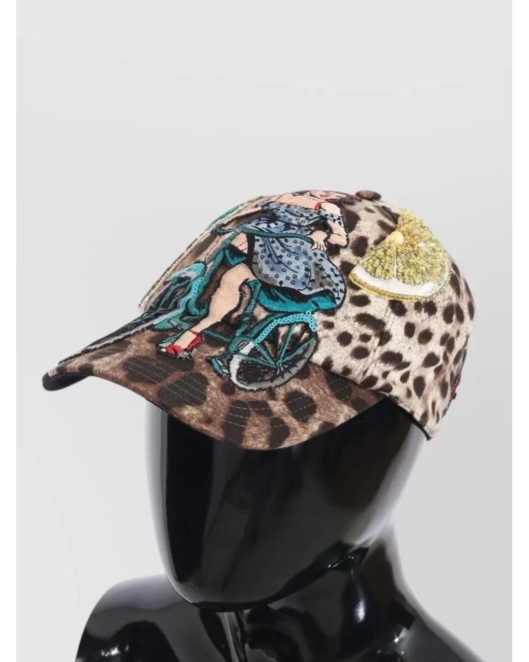 Dolce & Gabbana Gray Leopard Sequin Baseball Cap