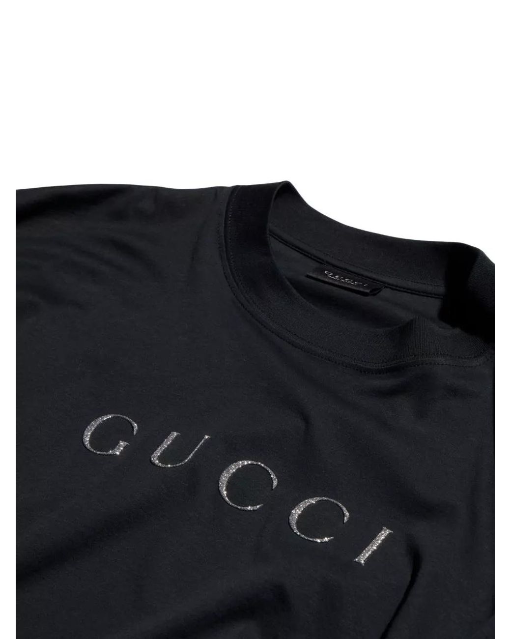 Gucci Black Cotton Logo-Print Crewneck T-Shirt
