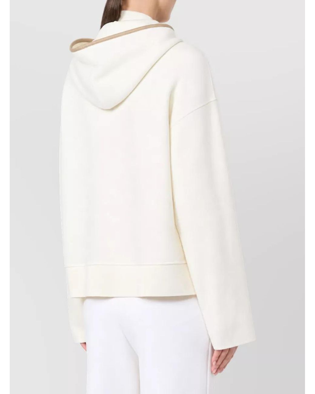 Max Mara White Wool And Cashmere Hooded Jacket