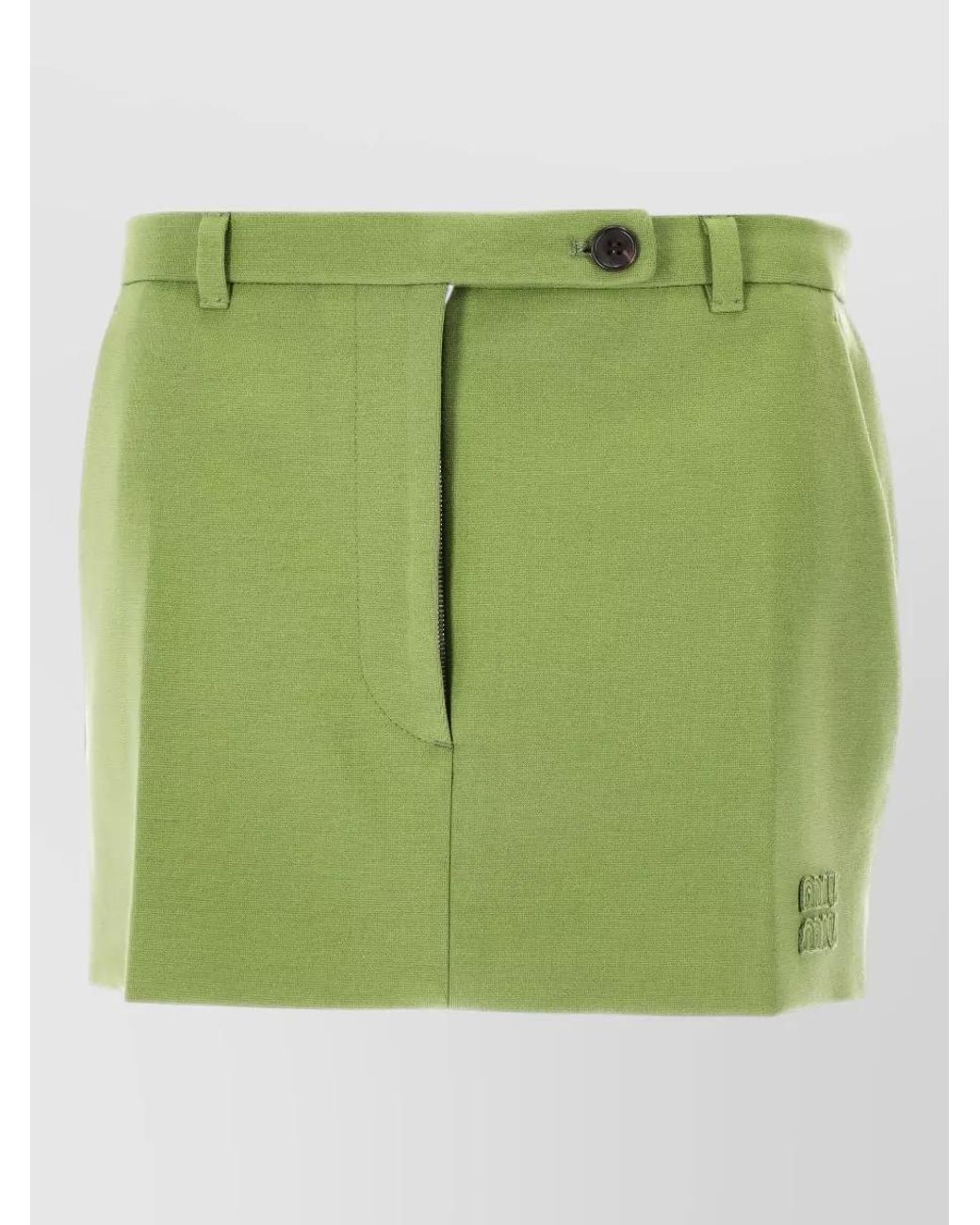 Miu Miu Green Stretch Jersey Mini Skirt