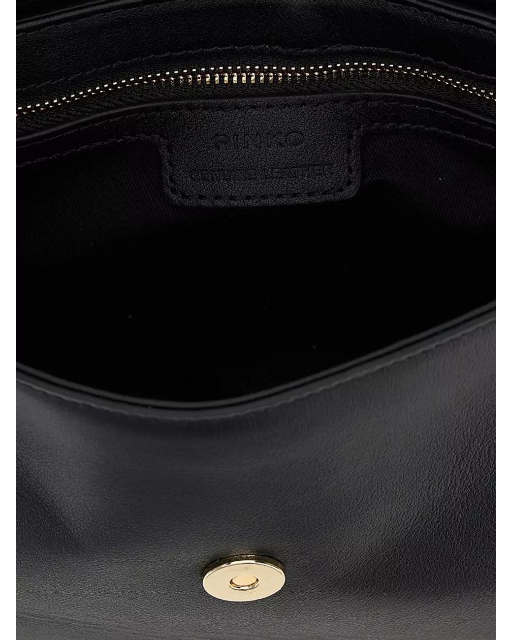 Pinko Black Mini Calfskin Leather Shoulder Bag