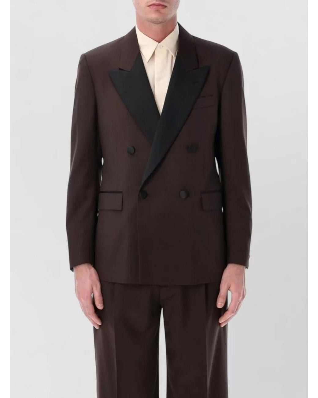 Lardini Gray Wool Double-Breasted Smoking Jacket for men
