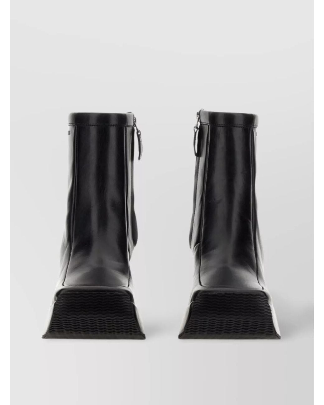 Raf Simons Black Leather Square-Toe Ankle Boots