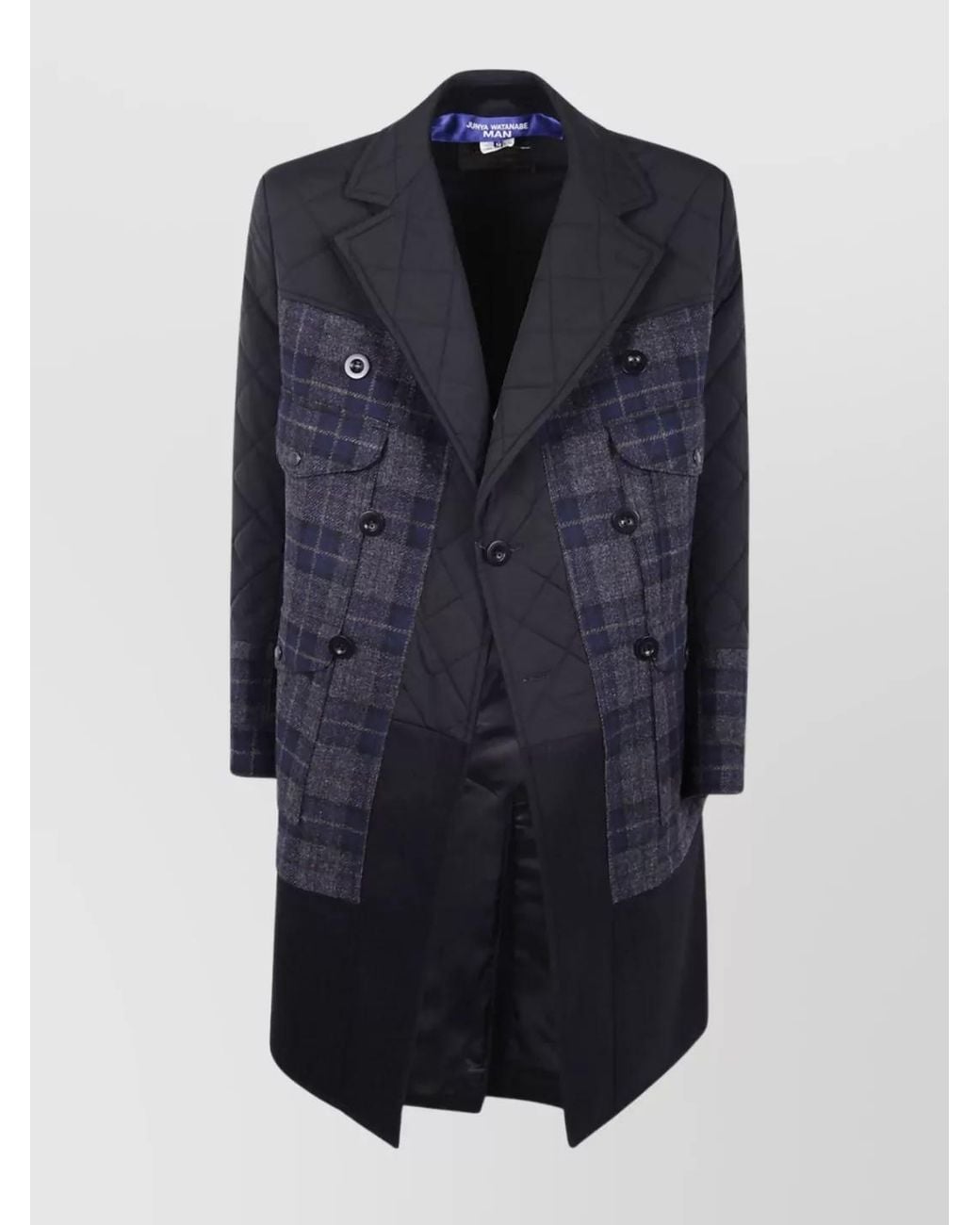 Junya Watanabe Blue Wool Double Breasted Coat for men
