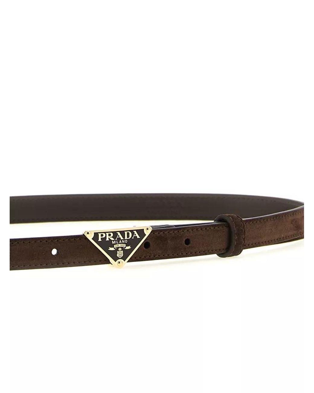 Prada White Suede Logo Belt