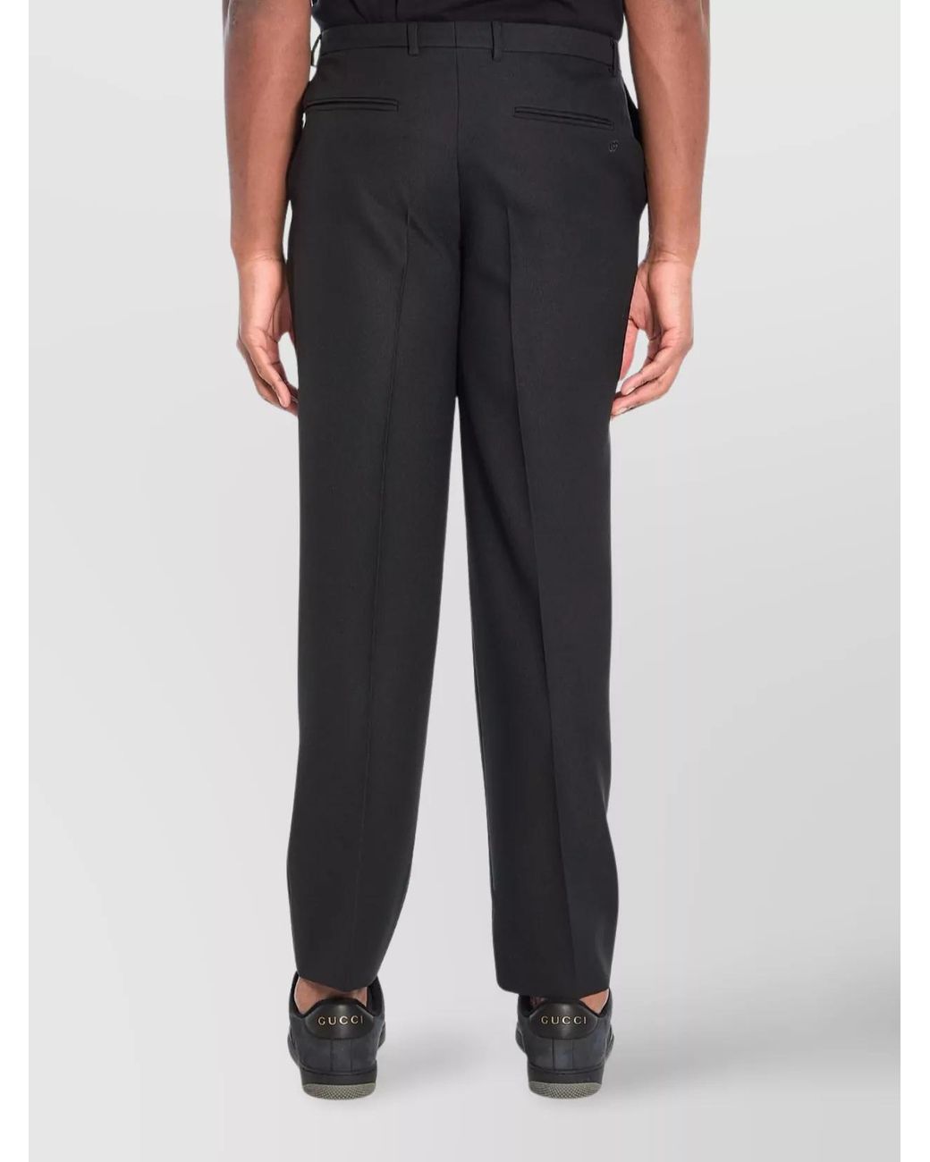 Gucci Black Polyester Straight-Leg Tailored Trousers for men