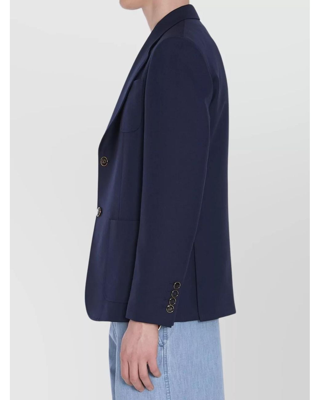 Valentino Garavani Blue Wool Slim-Fit Single-Breasted Blazer for men