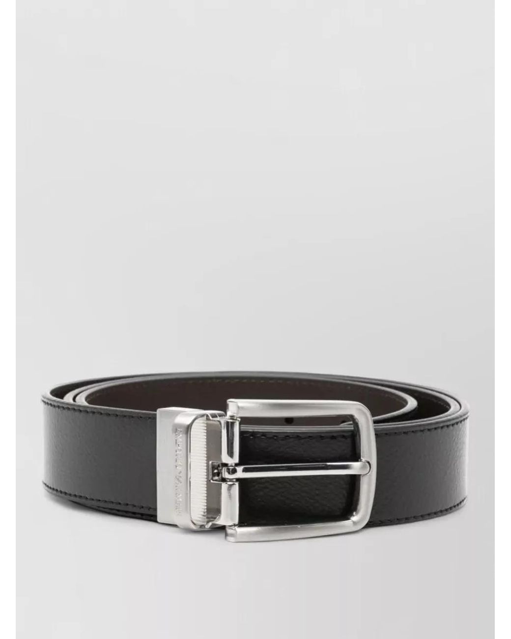 Emporio Armani Black Grained Leather Belt for men