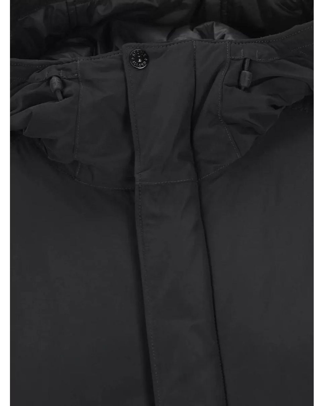 Stone Island Black Micro Reps Hooded Down Parka for men