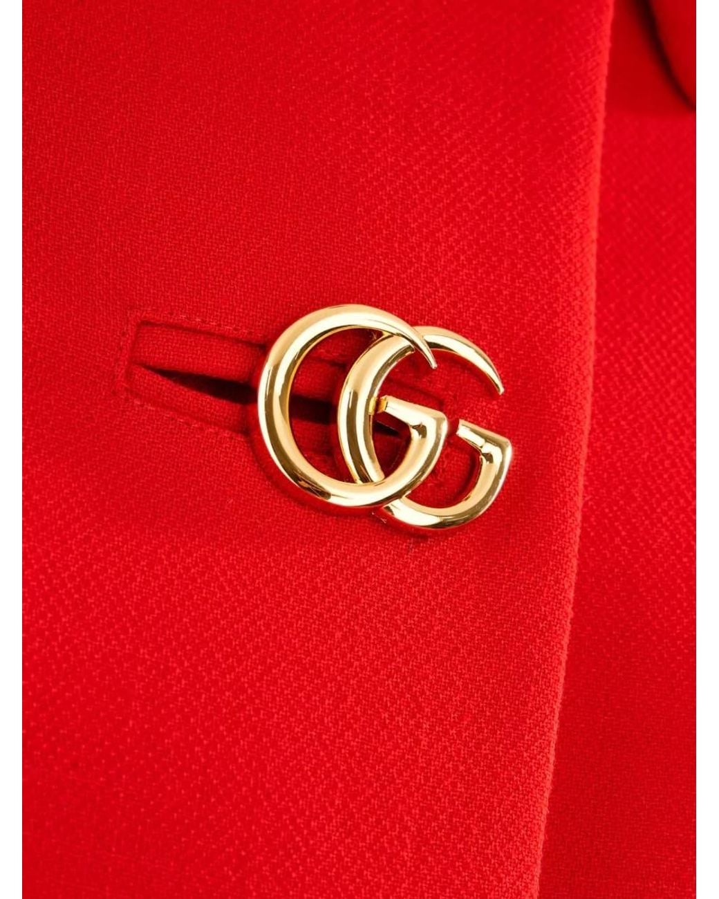 Gucci Red Wool Single Breasted Coat