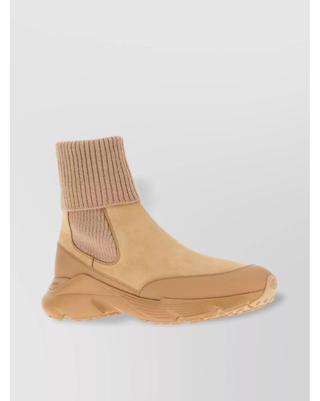 Tod's Natural Knitted Leather Ankle Boots