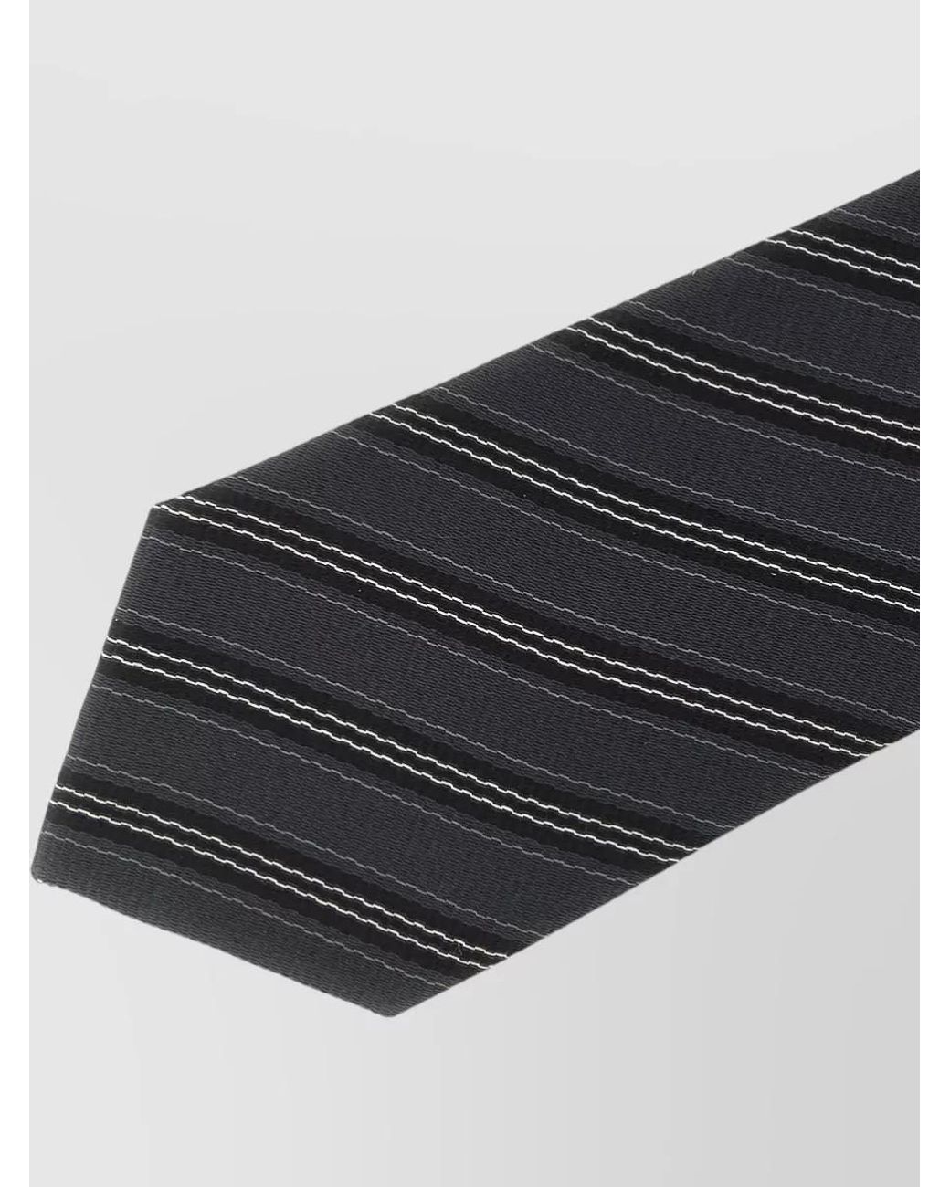 Saint Laurent Black Silk Striped Tie for men