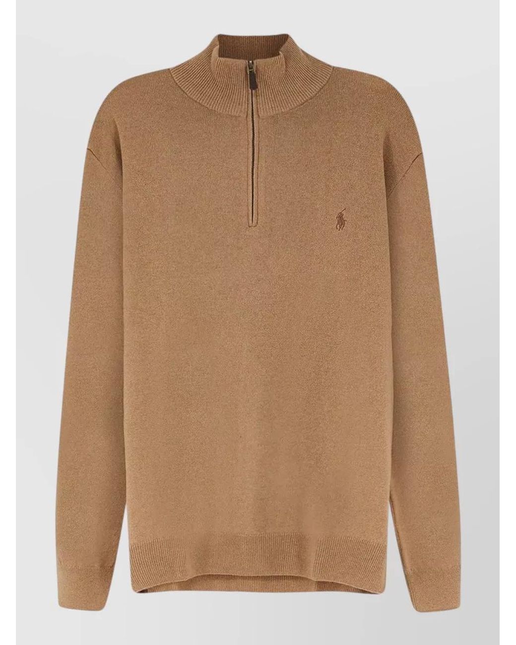 Polo Ralph Lauren Brown Wool Half-Zip High-Neck Sweater for men