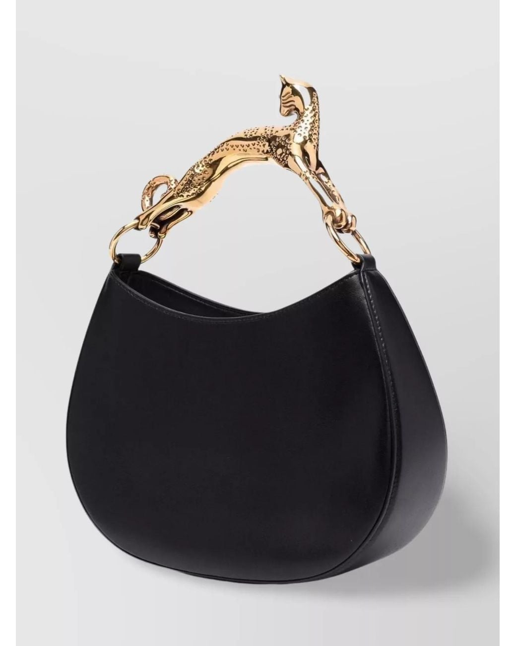 Lanvin Black Hobo Cat Small Leather Shoulder Bag