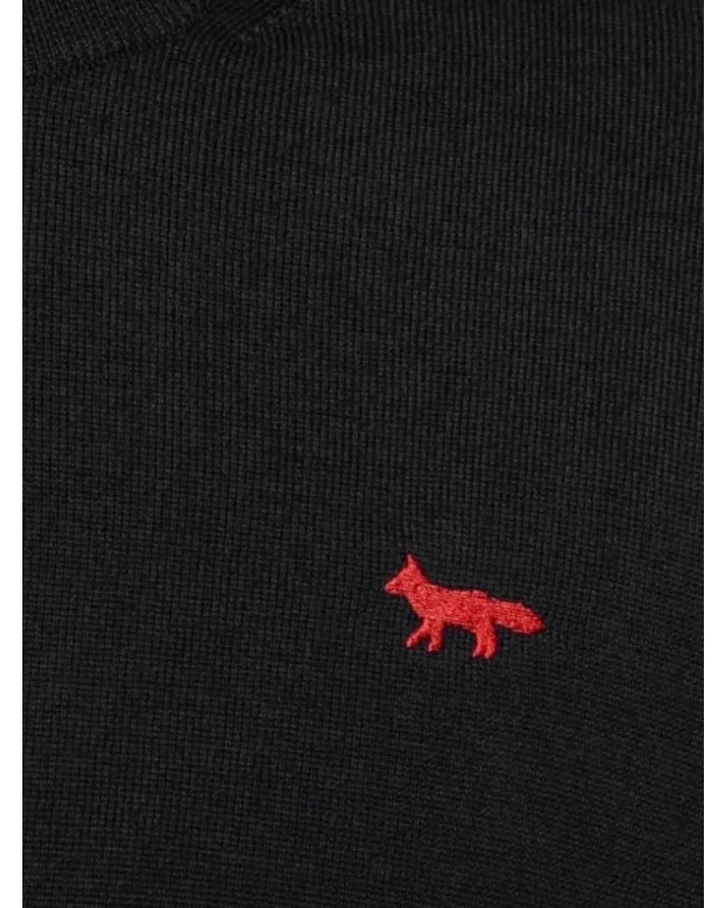 Maison Kitsuné Black Silk Crewneck T Shirt for men