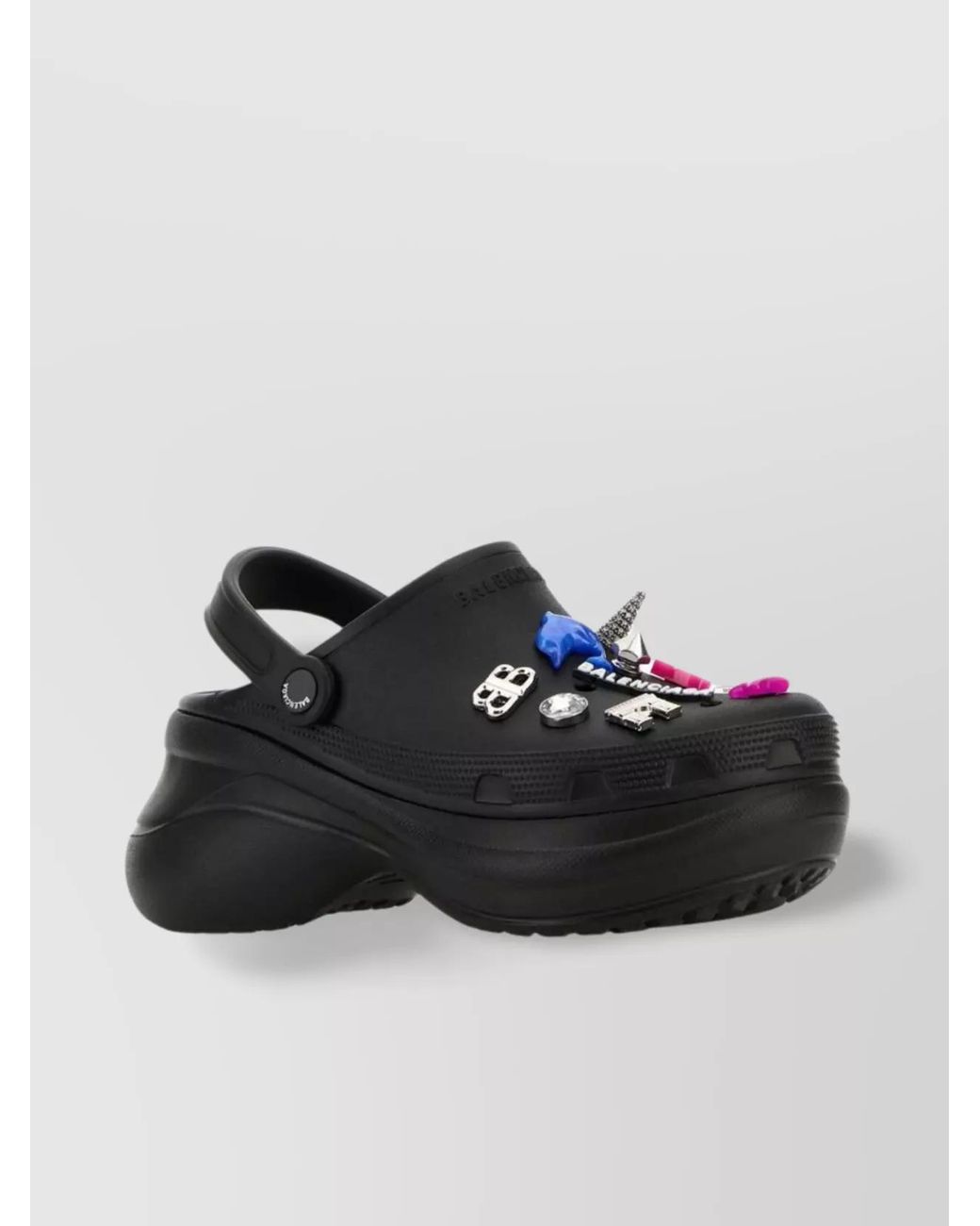 Balenciaga Black Rubber X Crocsâ„ Mules With Embellished Platform