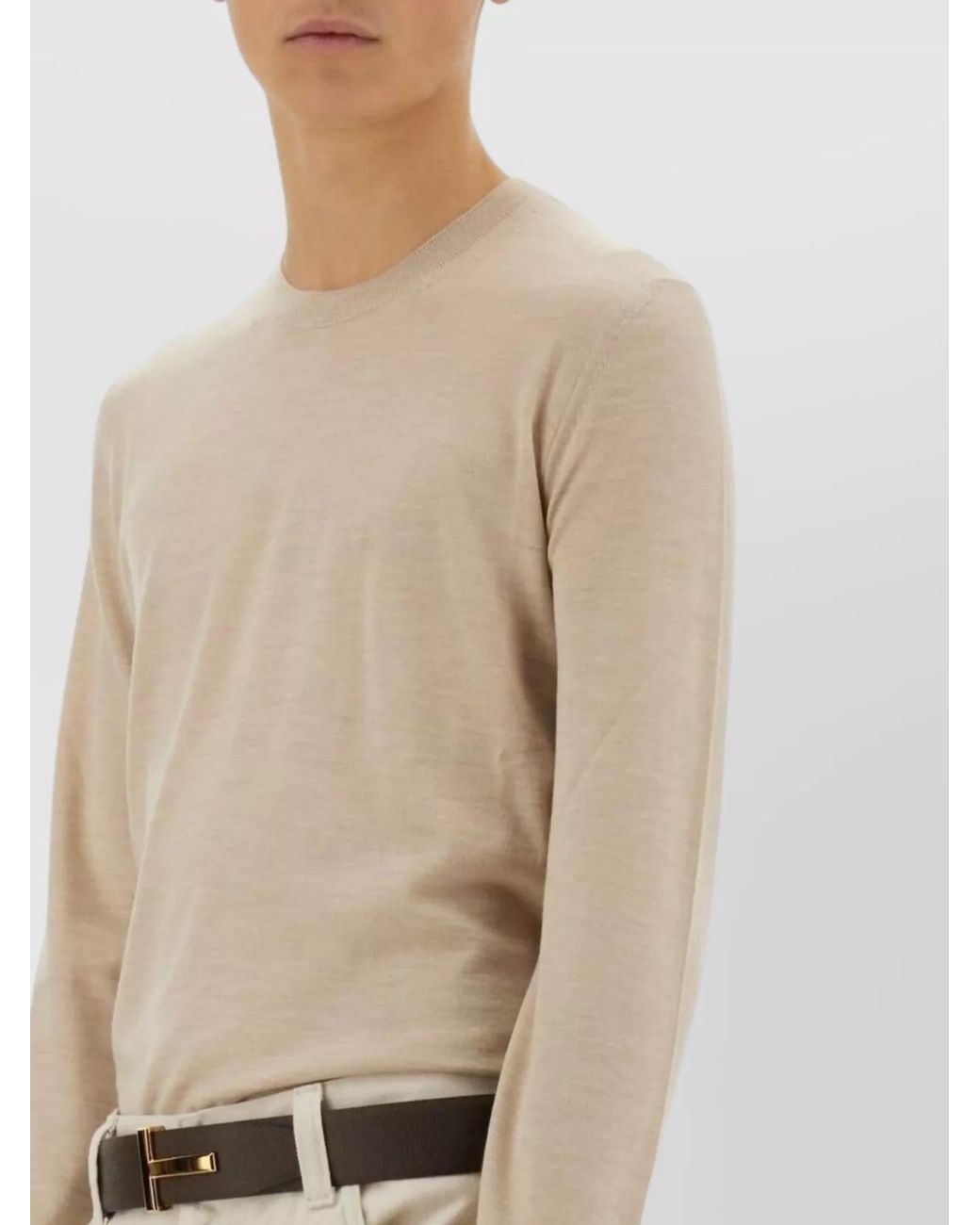 Tom Ford Natural Wool Fine-Knit Crew-Neck Jumper for men