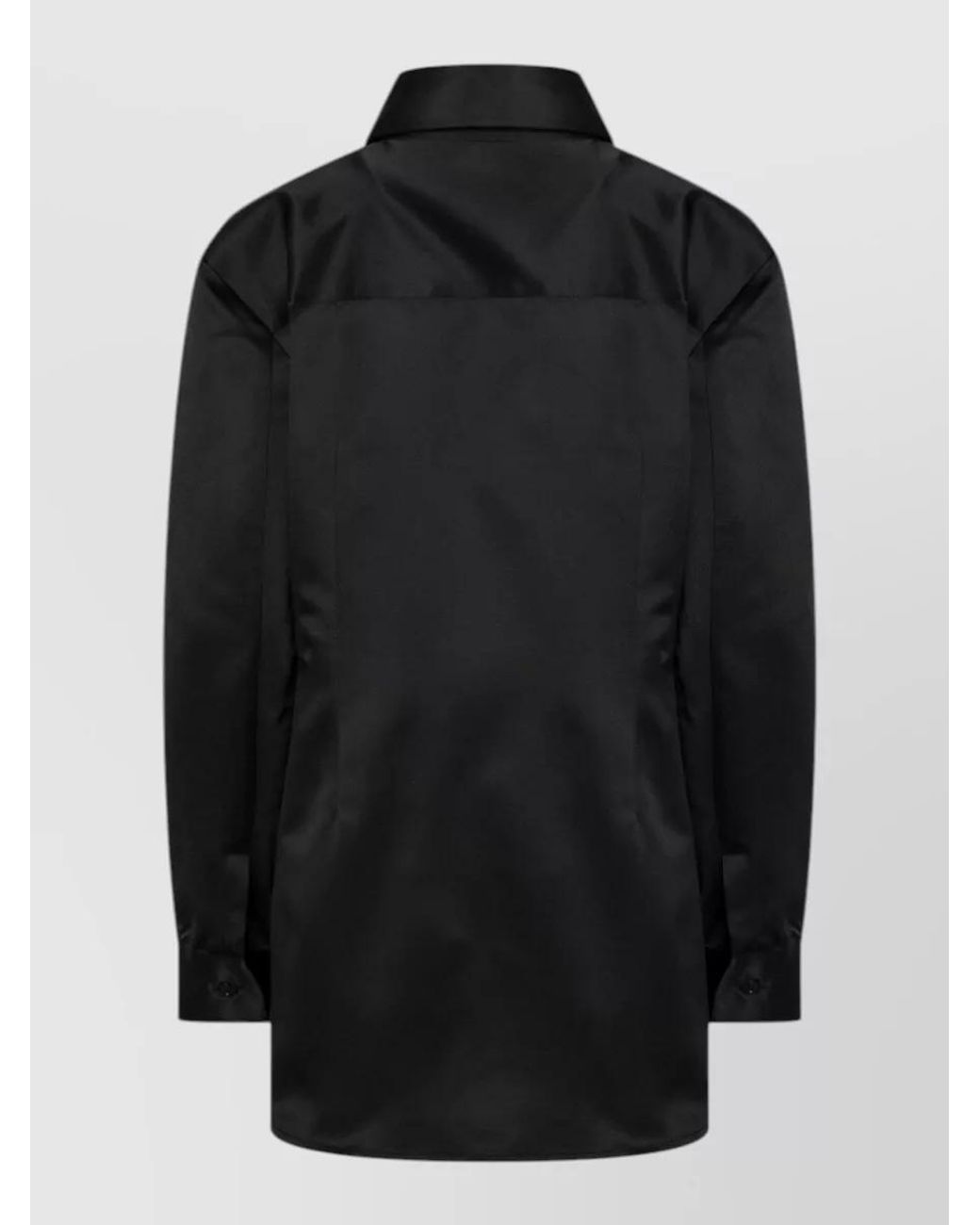 Frankie Shop Black Satin Shirt Dress