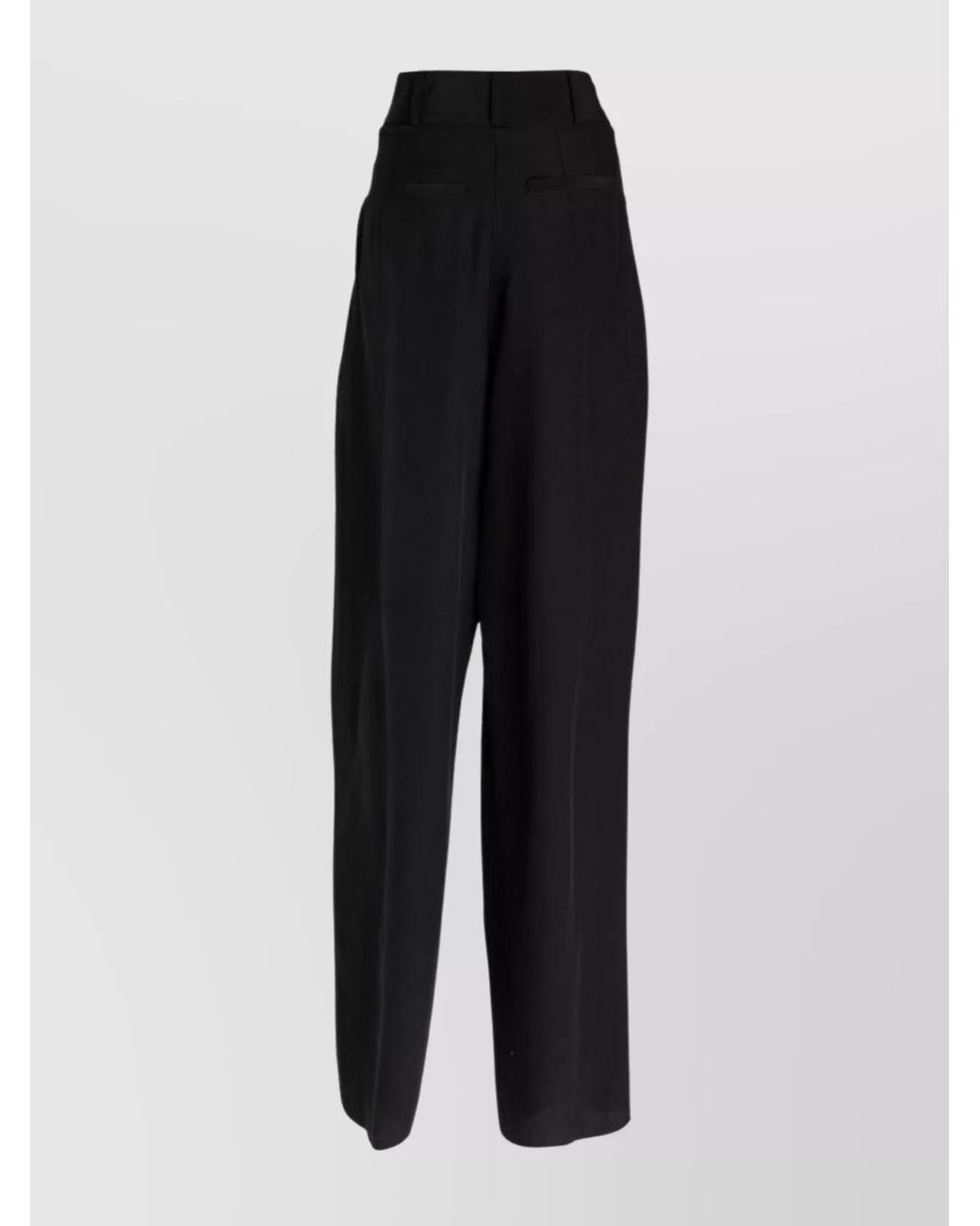Ferragamo Black Silk High-Rise Wide-Leg Trousers
