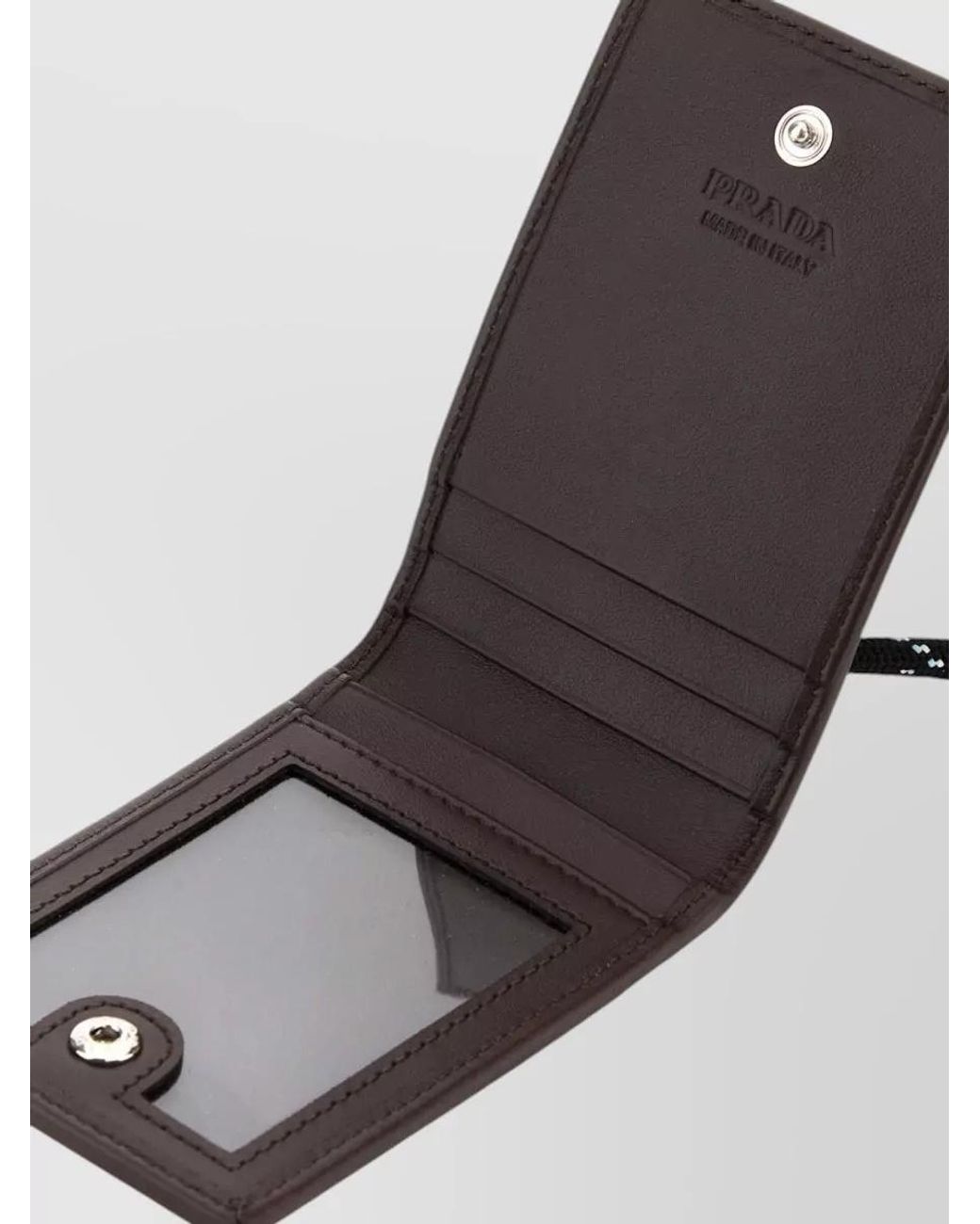 Prada White Leather Canvas Card Holder for men