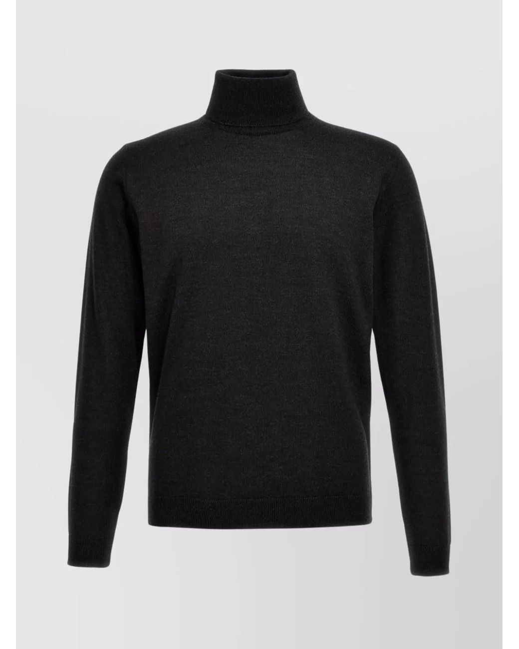 Roberto Collina Black Merino Turtleneck Sweater With Ribbed Cuffs And Hem for men
