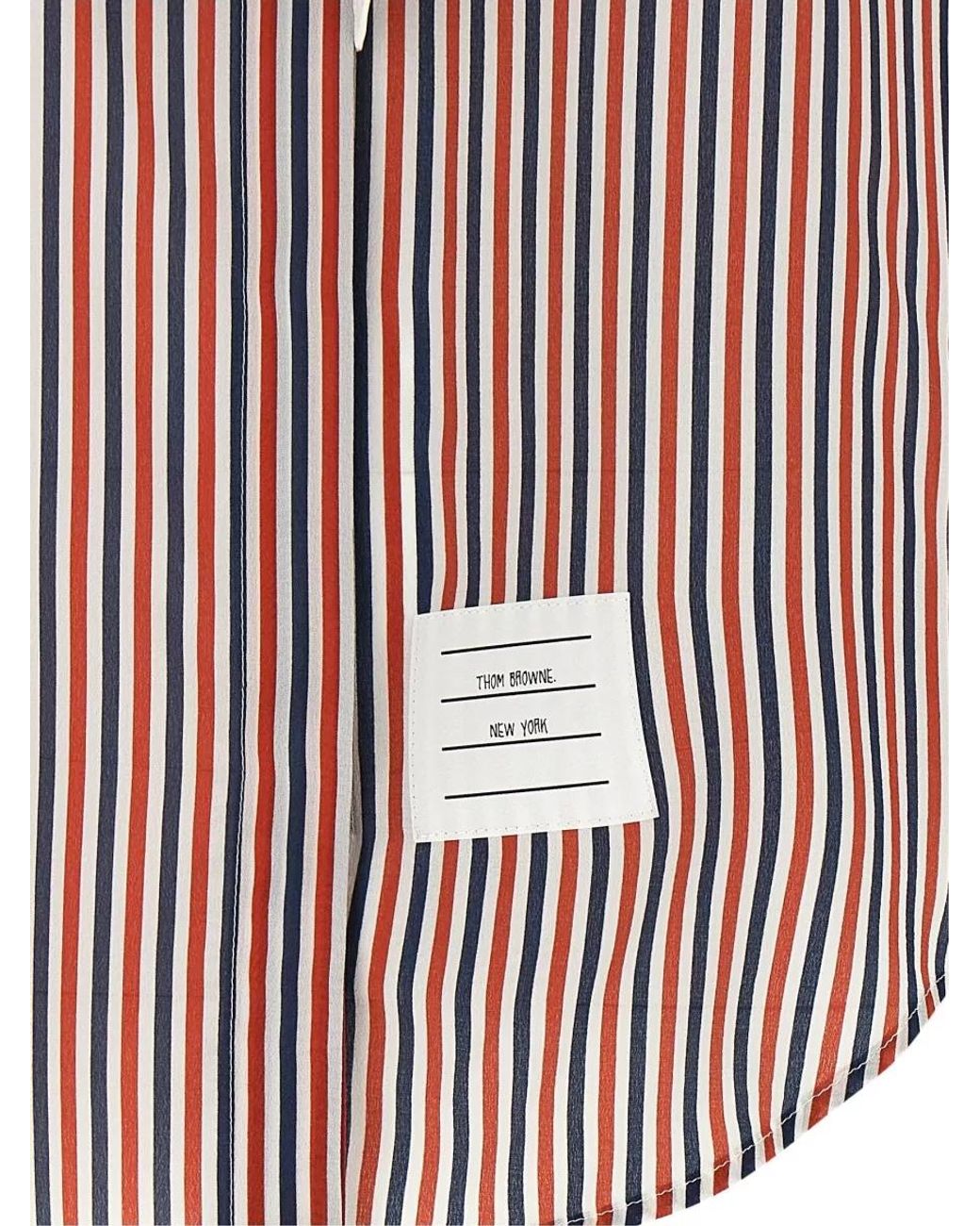Thom Browne Pink Silk Striped Detachable Lavallière Collar Shirt