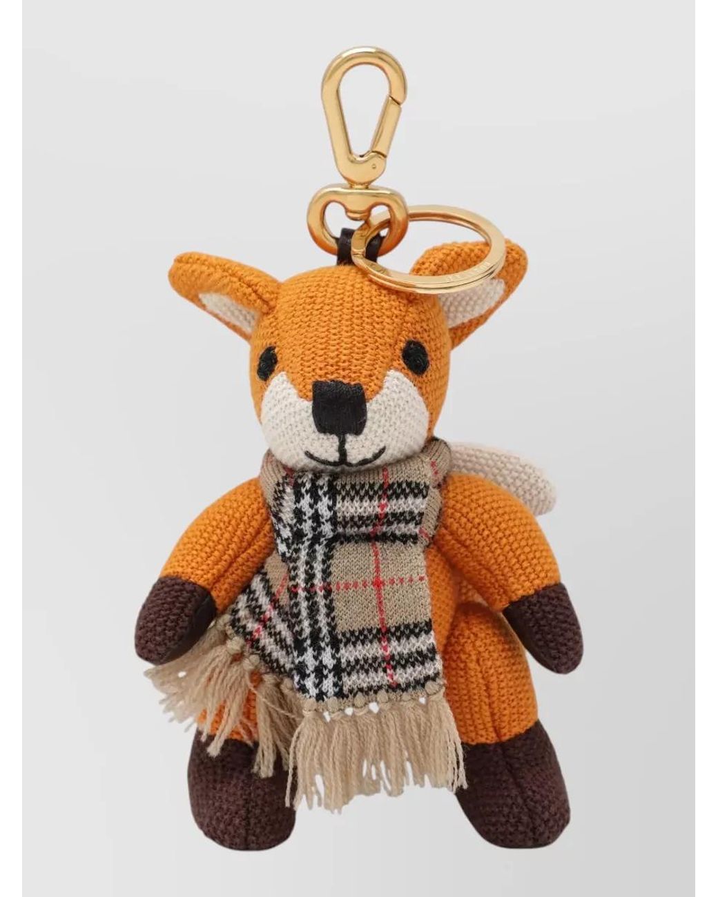 Burberry Multicolor Animal Design Keyring Handcrafted Scarf Detail