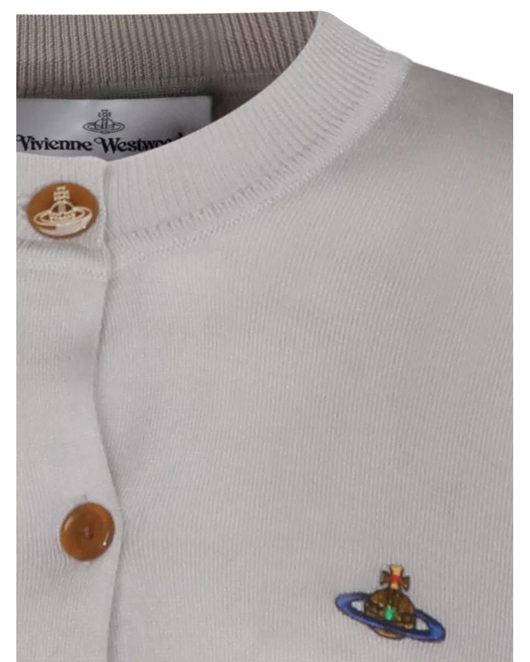Vivienne Westwood Gray Silk Wool Cropped Crewneck Cardigan