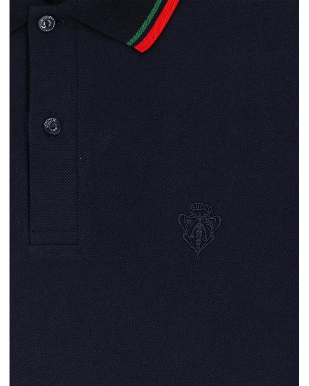 Gucci Blue Cotton Piqué Embroidered Regular-Fit Polo Shirt for men