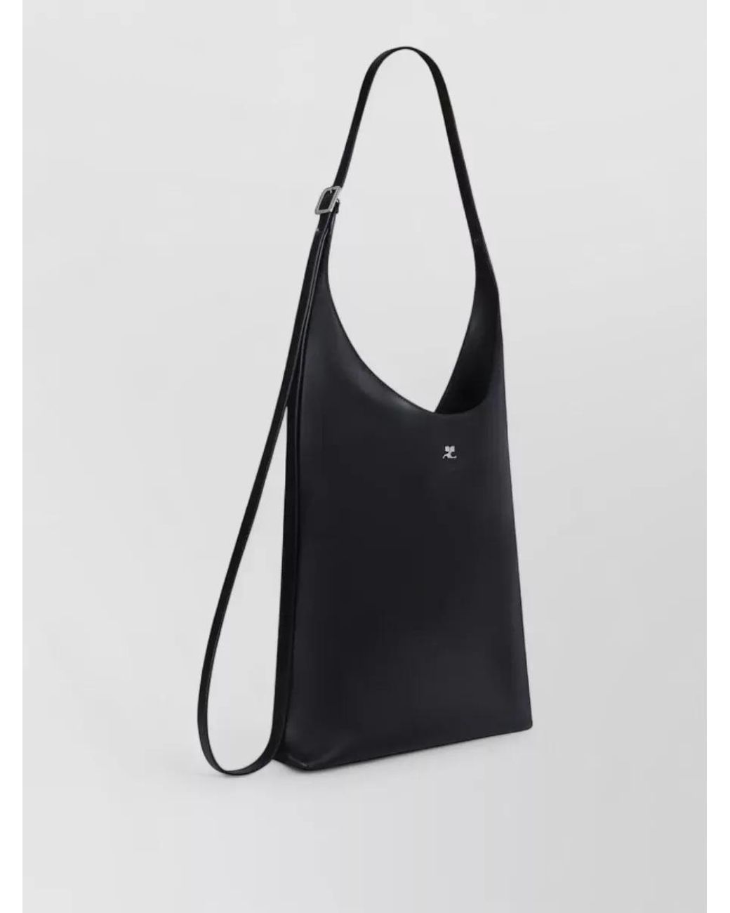 Courreges Black Large Leather Shoulder Bag