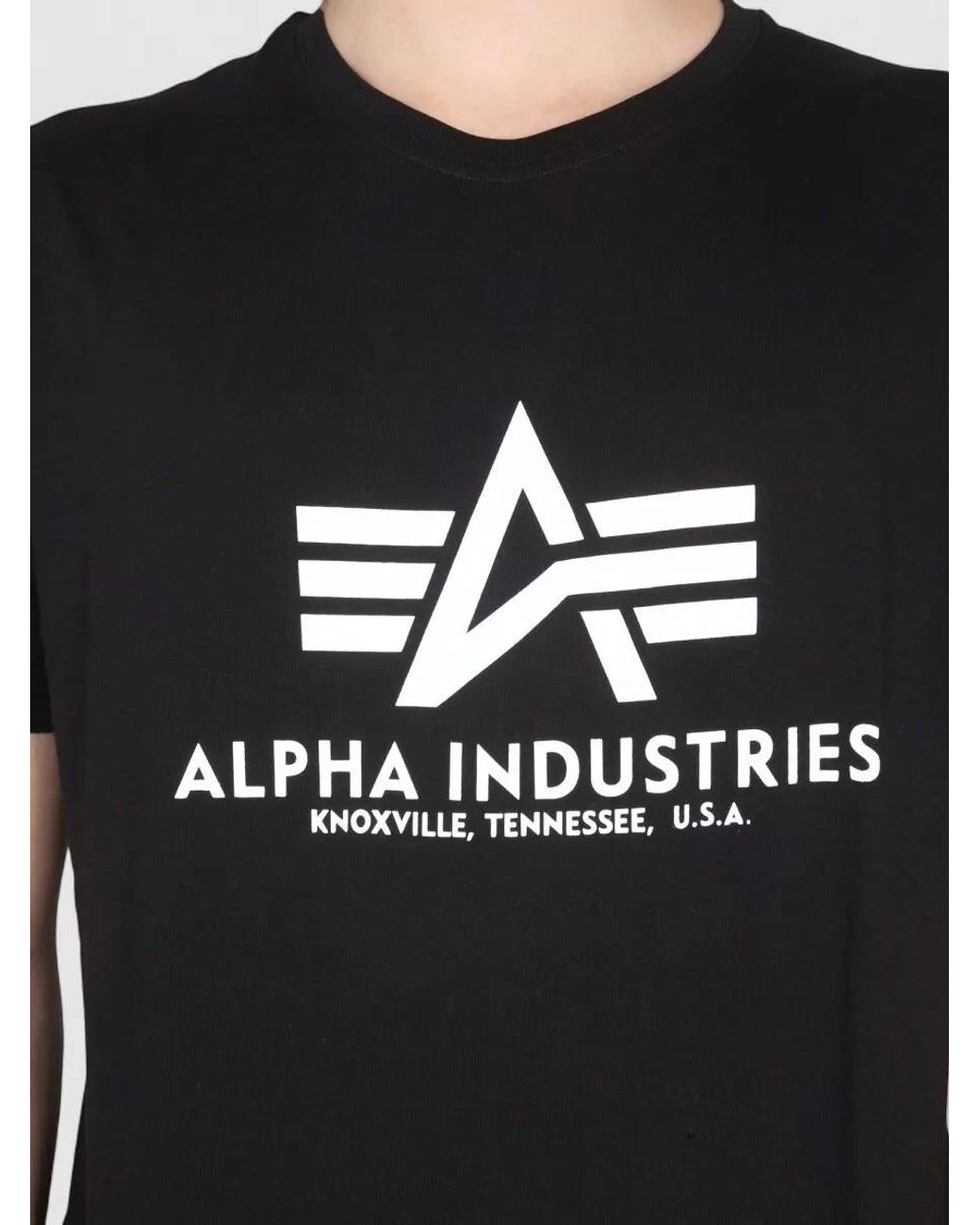 Alpha Industries Black Logo Print T-Shirt for men